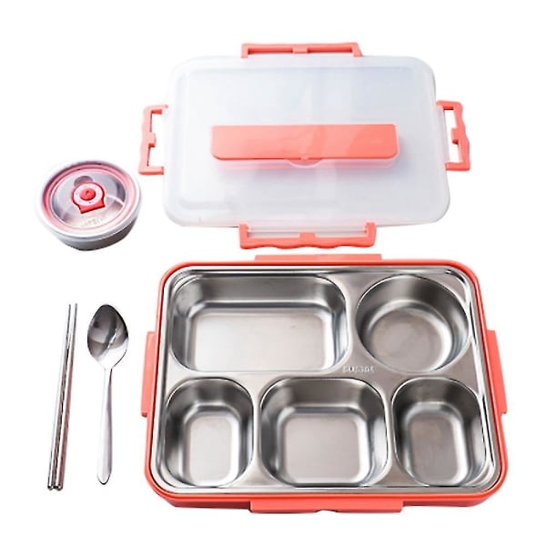 5 fack Lunchbox Rostfritt stål Läcksäker Bento-lådor Soppabehållare Skolmatservis()