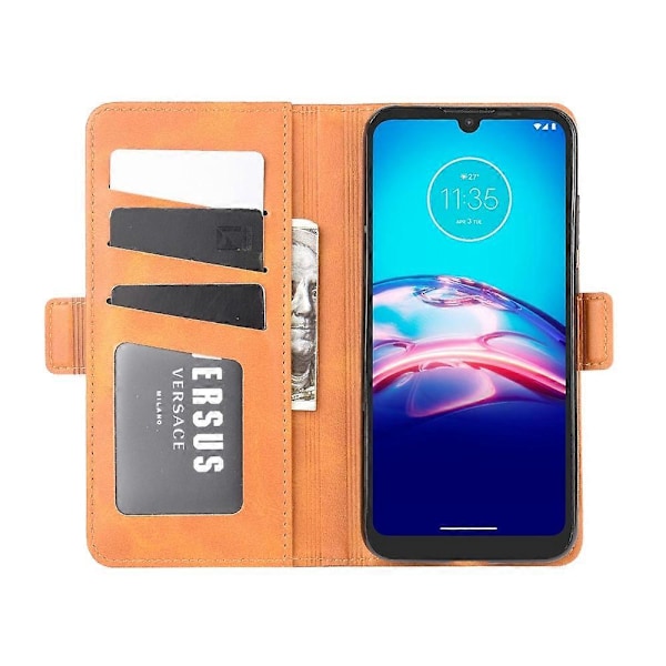 For Motorola Moto E6s Dobbeltsidig Magnetisk Spenne Horisontal Flip Lærveske med Holder & Kortlommer & Lommebok