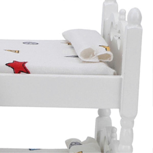 1:12 Mini Dockskåps Säng Miniatyr Simulerad Träsäng Möbler Modell Leksak Tillbehör Geometriskt Mönster