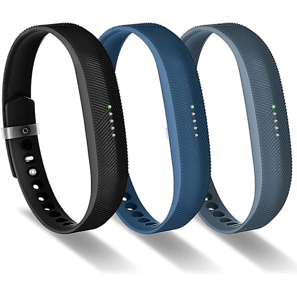 3 kpl Fitbit Flex 2 -yhteensopivat rannekkeet, korvaavat Flex 2 -urheilurannekkeet, pehmeät silikonirannekkeet, solkikiinnitys, Large