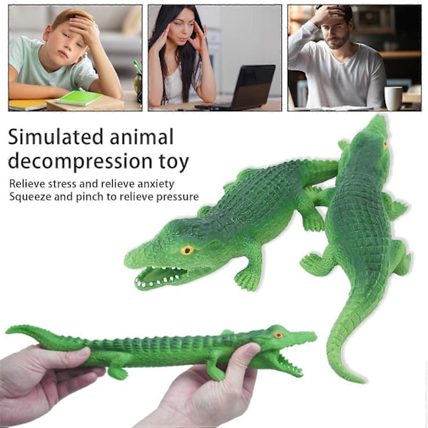 Grøn Krokodille Klemme Legetøj Langsom Rebound TPR Stress Relief Stræk Dyr Squishes Sensorisk Fidget
