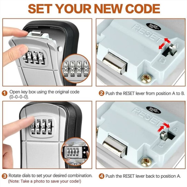Seinään kiinnitettävä turva-avainlaatikko Mini Secure Outdoor -avainlaatikko 4-numeroisella koodilla palautettavalla vedenpitävällä case