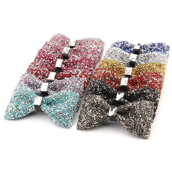 Rhinestone Sløjfe Mænd Blanke Krystal Krave Sløjfe Hvid Sort