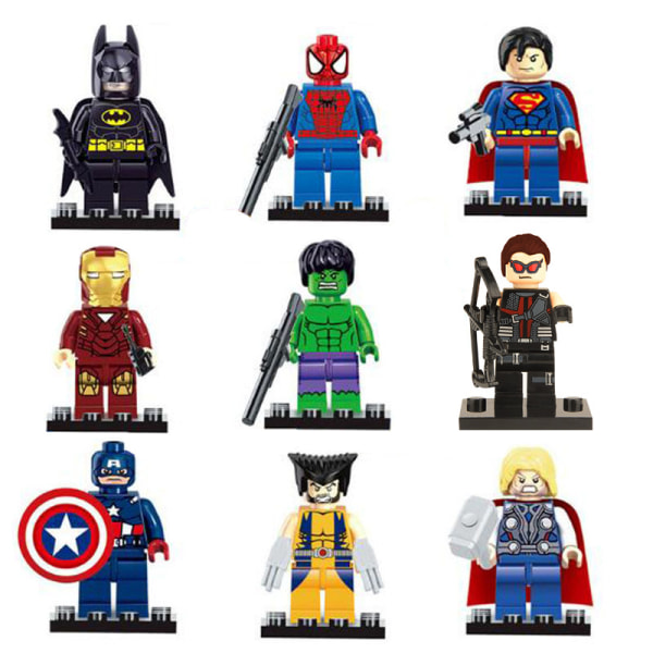 9 st Marvel Avengers Super Hero Comic Building Block Figures Dc Minifigure Toy Present 9pcs