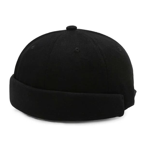 Miki Hat Docker Rolled Visor Beanie Chimney Cap – Svart