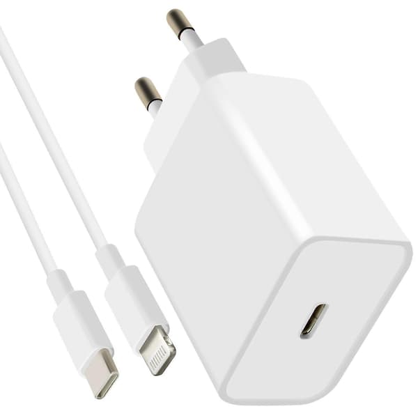 iPhone hurtiglader USB-C 20W strømadapter med 2m kabler
