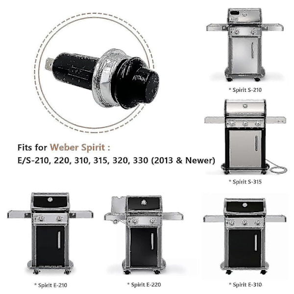 Erstatning for Weber tenner trykknapp/bryter, passer til Weber Spirit E/s-210 310 315 320 330 gassgriller, 7642 7643 Delvis erstatning-m.2765
