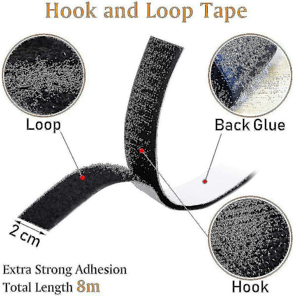 Velcro Tape Selvhæftende 50m Ekstra Stærk, Dobbeltklæbende Med Velcro 20mm Bred