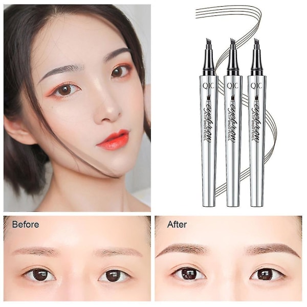 Qic Four Bifurcated Head Vandtæt Langtidsholdbar Eyebrow Pencil Makeup Cosmetics 1