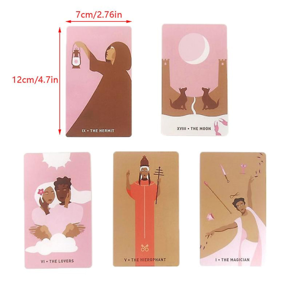 12*7cm Gentle Heart Tarotkort Familiefest Brettspill Skjebne Spådom W/manual Puslespill for å forbedre vennskap