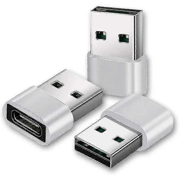 USB-C til USB-adapter [3-pakning, sølv], USB-A til USB-C, USB-C til USB, USB-C-adapter, USB-C-plugg, USB-adapter, USB-C til USB, USB USB-C, USB-C/A-adapter