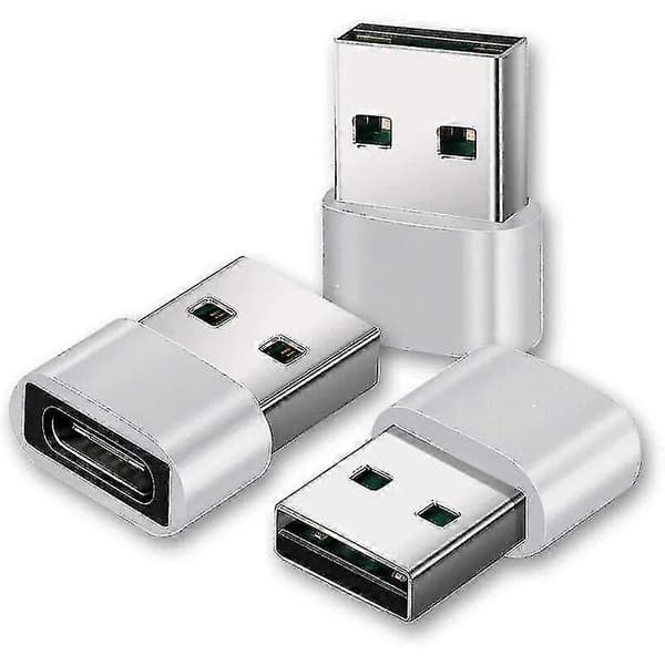USB-C till USB-adapter [3-pack, silver], USB-A till USB-C, USB-C till USB, USB-C-adapter, USB-C-kontakt, USB-adapter, USB-C till USB, USB USB-C, USB-C/A-adapter