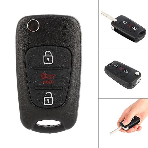 Svart 3-knapps erstatningsnøkkelskall for KIA Soul New LJ