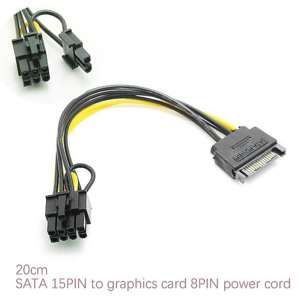 15-pin Sata han til 8 pin (6+2) Pci-e strømforsyningskabel Sata kabel 15-pin til 8 pin kabel 18awg ledning F