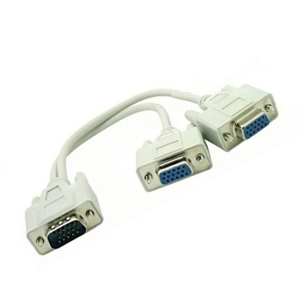 Sinknap 2 VGA SVGA Monitor Han till 2 Dubbla Hon Y-Splitter Kabel 15-stifts Extern Adapter