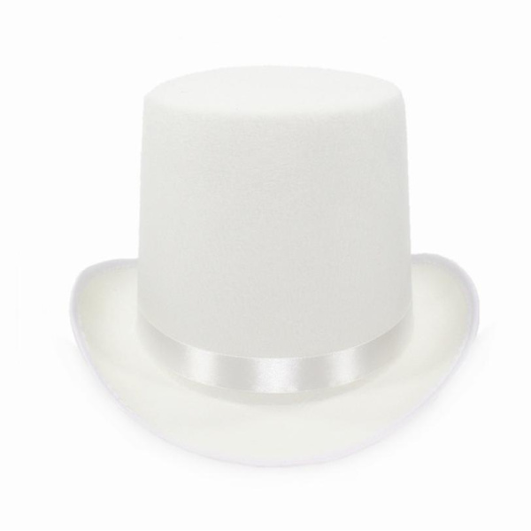 Bristol Novelty Unisex Topphatt i Ull-Effekt, Vit