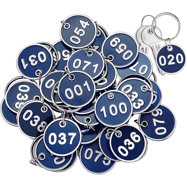 Anjetan nummererede tags, 100 stk. nummer 001-100 stempling nummer tags etiketter til klassificering, runde metal nummererede markering identifikation