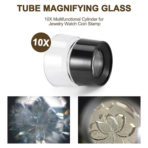 10X Multifunktionel Cylinder Øjenforstørrelsesglas Forstørrelsesglas Loupe Linse Forstørrelsesværktøj til Smykker