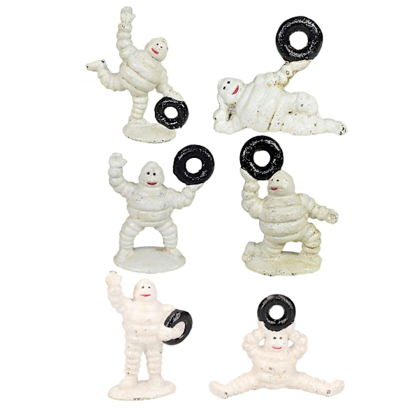 6-pack Mini Michelin Man Maskot Bibendum Gjutjärnsstatyett Figuriner
