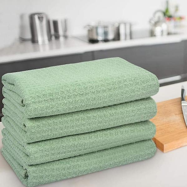 Våffelkökshandduk 4-pack 40 cm x 60 cm Grön Mikrofiber Kök Handduk Diskhandduk