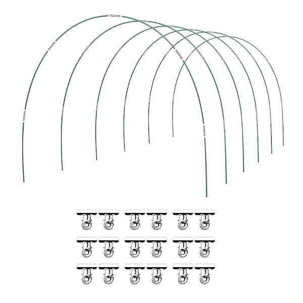 36 st Gröna Växthusbågar Odlingstunnel 6 Set med 8,5 fot Långa Trädgårdsbågar Kit, Rostfria Fiberglas Upphöjda Bäddar Bågar