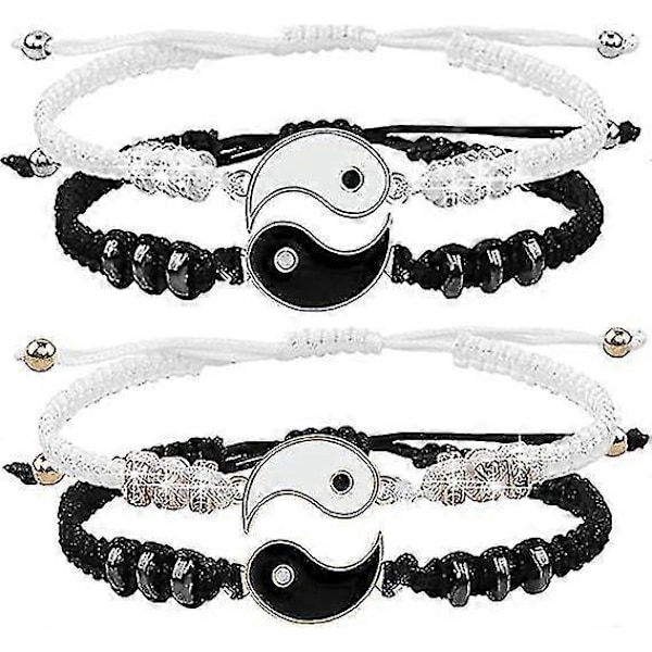 4 Yin Yang Säädettävä Naruranneke, Yin Yang Pariskunnan Rannekorut, Yhteensopivat Yin Yang Parhaan Ystävän Rannekorut