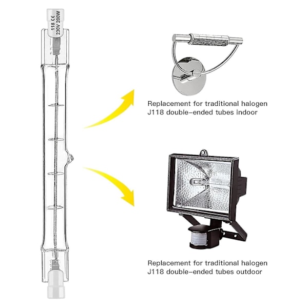 R7s Halogenlampa 118 mm 200 W 230 V 10-pack Halogenstav R7s Halogenlampa R7s Dimbar Halo-