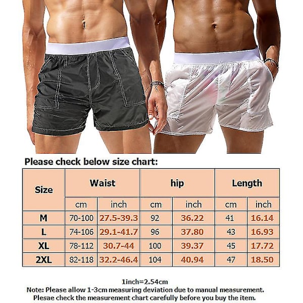 Herre Svømmebukser Full Transparent Fashion Shorts Treningsbukse Strandbukser white M
