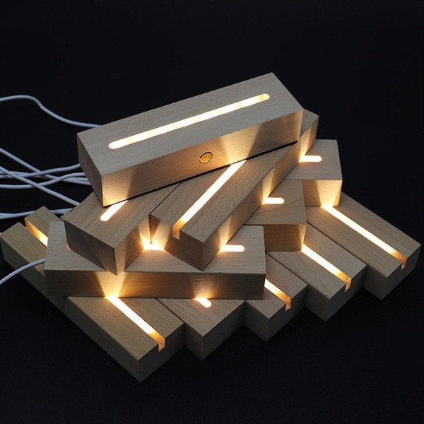 Led Trä Display Bas 8 Färger Rektangel Display Piedestal Ljus Display Bas