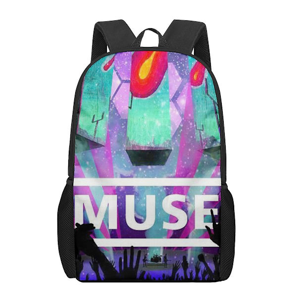 Muse Band 3D-trykte skolesekker for jenter, gutter, barn og barn Skolesekk 3D Junior barneskoleelever Skolesekker Skuldervesker 16