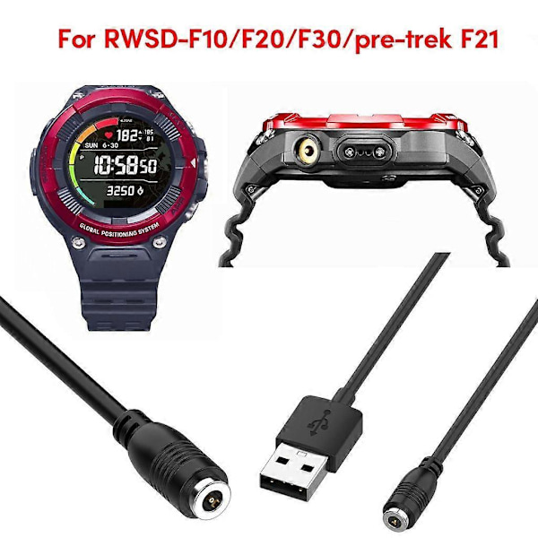 Praktisk Udskiftningsladekabel til WSD-F10/F20/F30 Pro-TrekF21 Ure