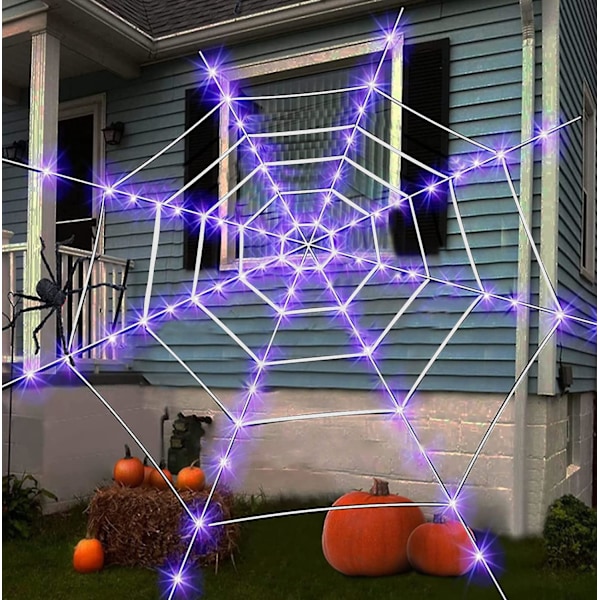 Halloween Dekoration Halloween Dekoration Led Spinnweb Licht Ambiente Requisiten 4 Fuß 80 Lampenperlen Solarenergie Us Fernbedienung