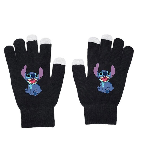 Unisex Lilo & Stitch Full Finger Hansker Varme Vinterstrikkede Håndkle Votter Gaver C