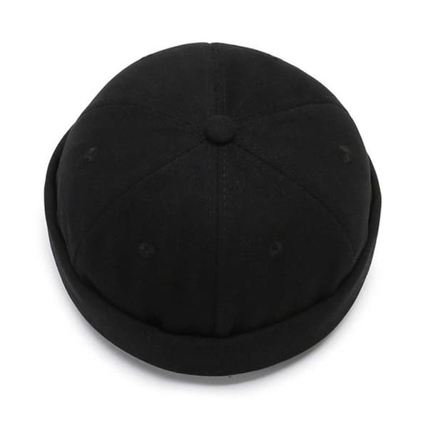 Miki Hat Docker Rolled Visor Beanie Chimney Cap – Svart