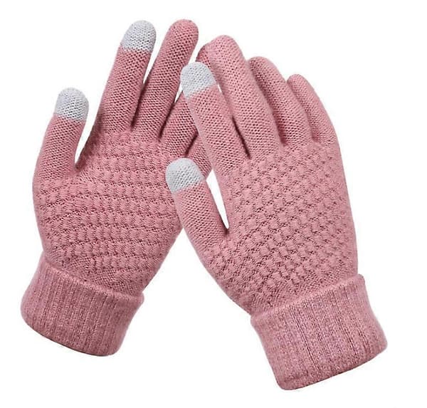 4 Par Dam Vinter Touchscreen Handskar Varma Fleecefodrade Stickade Handskar Elastisk Mudd Vinter Textningshandskar