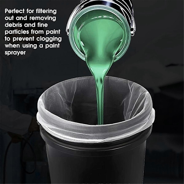 10 st Färgsilpåse, 1 Gallon Färgfilter med Elastisk Dragsko Vit Finmaskig Toppöppning