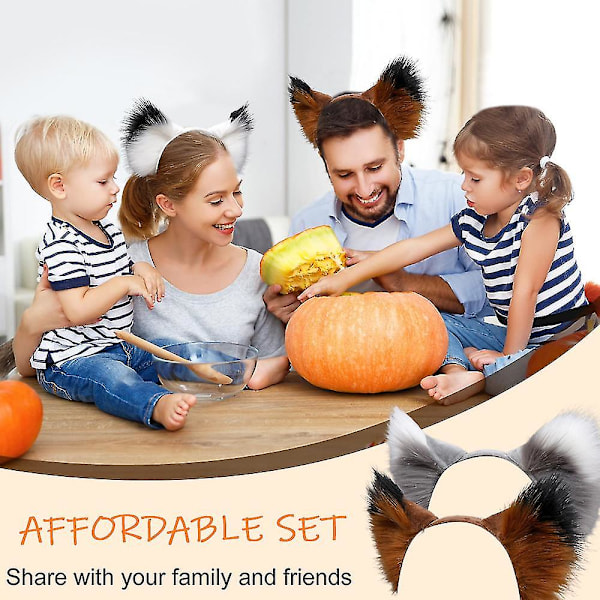 2 st Faux Fur Öron Hårband Halloween Handgjorda Djur Päls Öron Hår Hoop