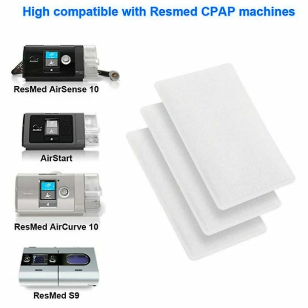 20 kpl CPAP-hienoja ilmansuodattimia ResMed AirSense 10, S9 Series, AirStart, AirCurve