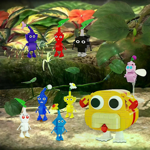 Moc 411 Bitar Pikmin 9-i-1 Rollspels Byggkloss Set Flerfärgad Tecknad Serie Tegelmonteringsleksak Vuxna Barn Födelsedag Julklapp