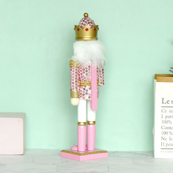 Jul Trä Rosa Kung Nötknäppare Soldat Prydnad 30cm Storlek Barn Present