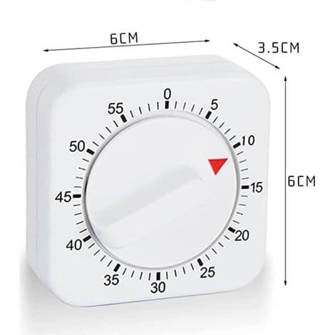 Lille Firkantet Pendul Køkkentimer, 60-Minutters Nedtællingstimer med Alarm, Mekanisk Timer