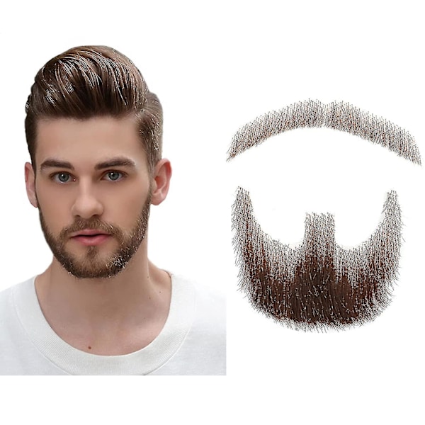 Fake Beard Realistic 100% Human Hair Full Hand Tied Goatee  Brown For Men Makeup Entertainment/drama (hz06) - D