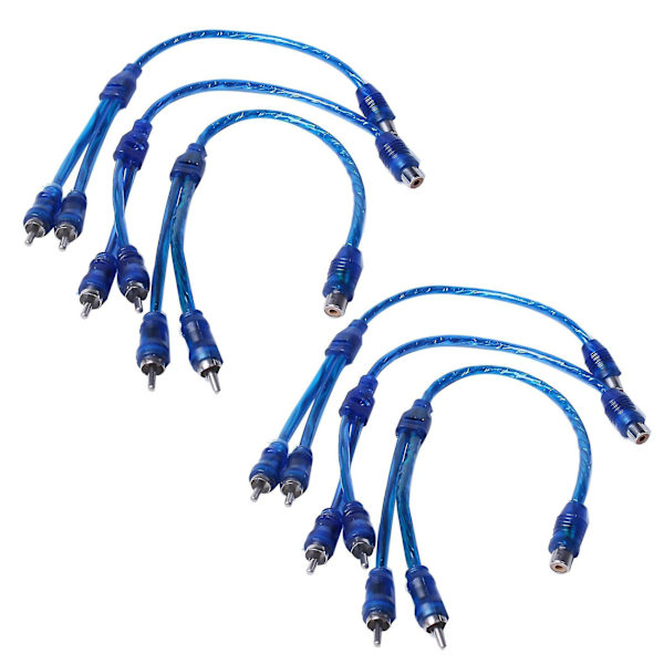 6 stk. lydforbindelse til 1 RCA hun til 2 RCA han adapter splitterkabel