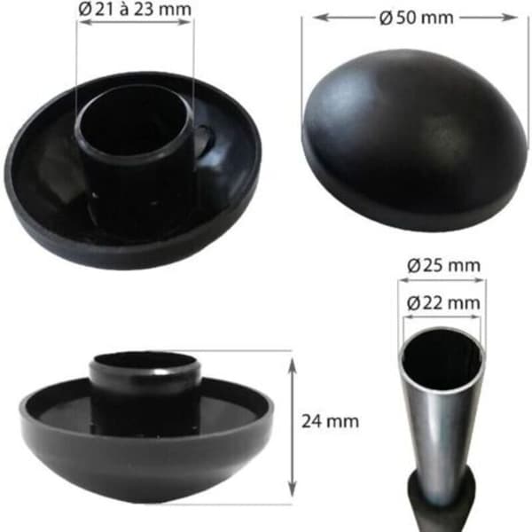 Sett med 8 svarte 25 mm stanghetter til trampoline