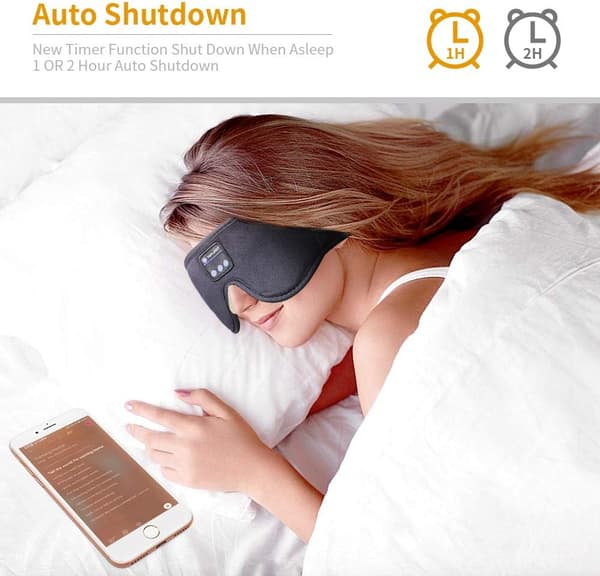 3D Memory Foam Sovmask med Bluetooth Hörlurar och Timer | Lyxiga Sovhörlurar Svart