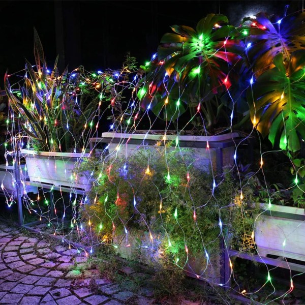 9,8 fot x 6,5 fot juldekorationsbelysning, 8 lägen Bush Mesh Lights Anslutbara för julgranar, buskar