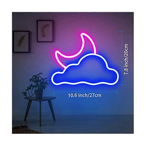 Moln och Måne Neonskylt för Väggdekor USB-driven LED Neonskyltar för Sovrum Bröllopsfest Dekoration