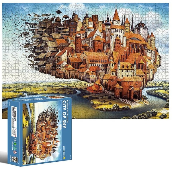 Erikoismuotoinen palapeli 2000 kpl Huippulaatuinen upouusi City Of Sky Impossible Challenge Jigsaw Brain Game Lelu