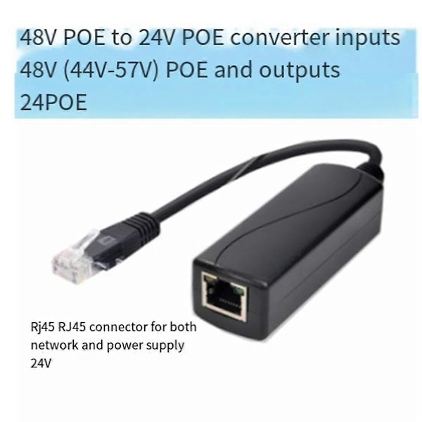 48V - 24V PoE-muunnin 100M Ethernet-nopeudella, PoE - 24 voltin jännitteensäädin, tila B passiiviselle