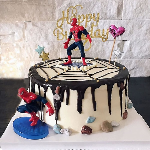 7 kpl Spiderman Supersankari Set Pöytäkoriste Hämähäkkimies-teemainen syntymäpäiväjuhlien koristelutarvikkeet Kakunpäälliset Minihahmot
